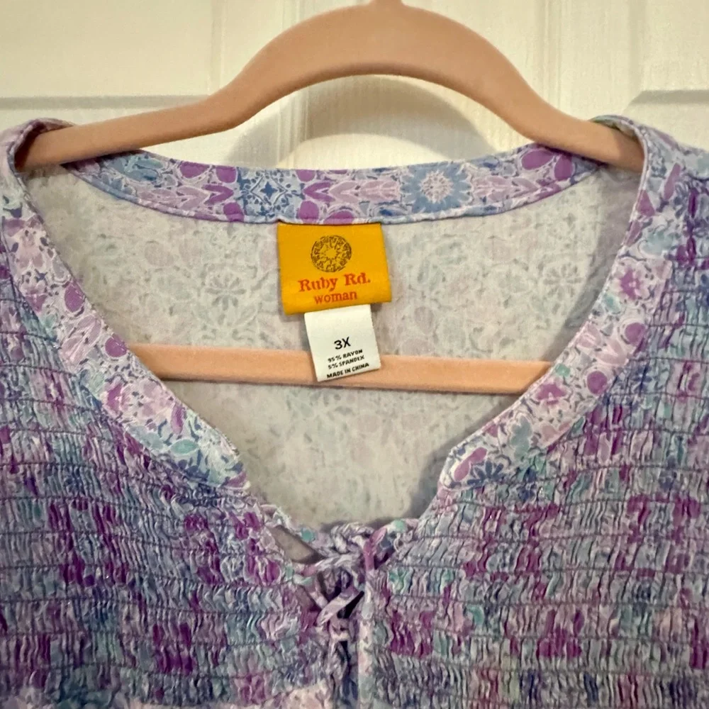 Ruby Rd. Lavender Floral Blouse - Picture 2 of 3